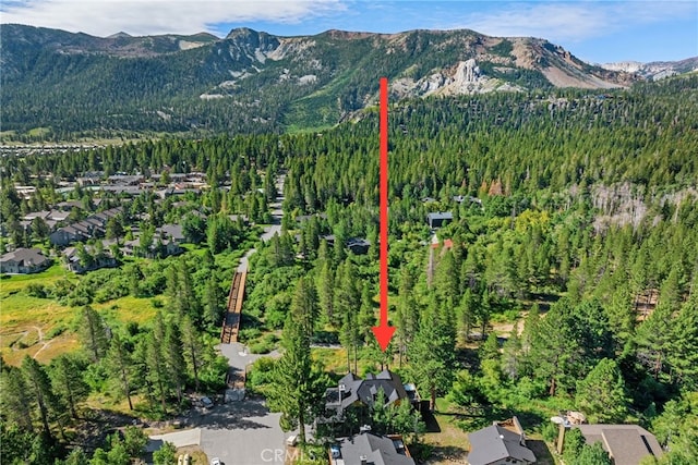 bird's eye view with a mountain view