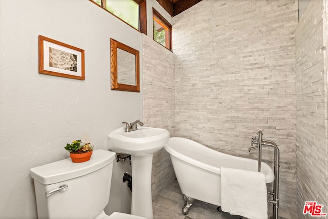 bathroom featuring a bathing tub and toilet