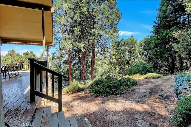 view of yard featuring a deck