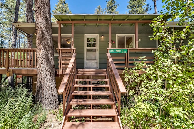 exterior space featuring a wooden deck