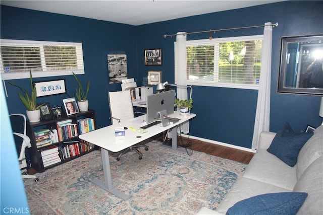 office area featuring hardwood / wood-style flooring