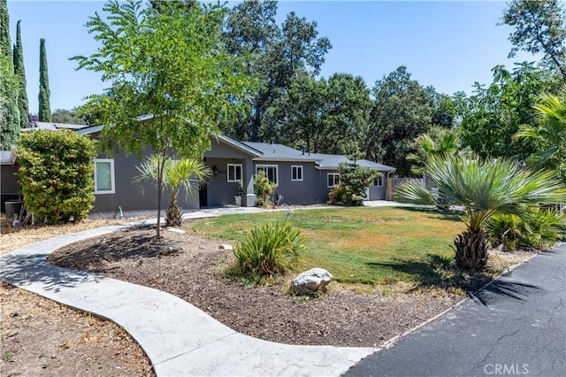 ranch-style house featuring a front yard