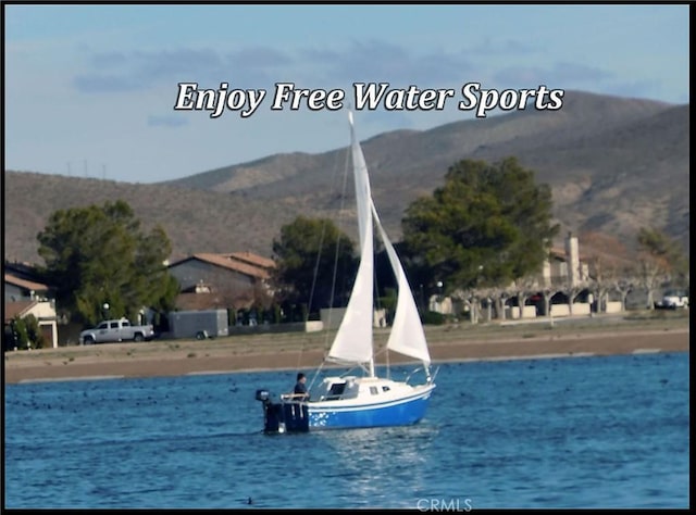 property view of water featuring a mountain view