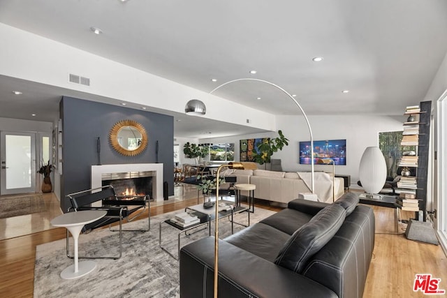 living room with light wood-type flooring