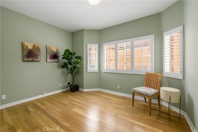 sitting room with light wood-type flooring