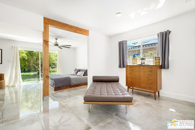 bedroom featuring ceiling fan