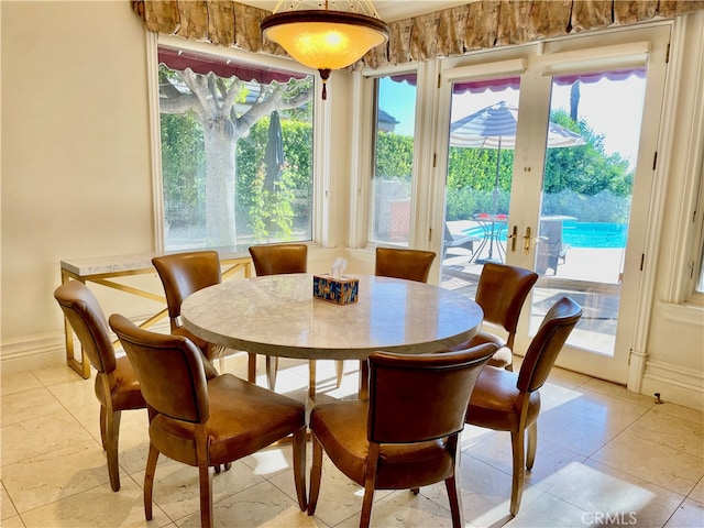 dining area with french doors