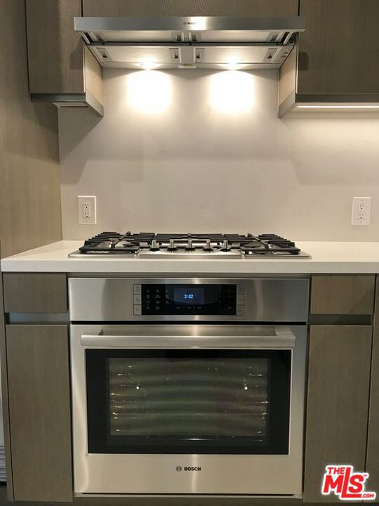 kitchen featuring exhaust hood, appliances with stainless steel finishes, and dark brown cabinets