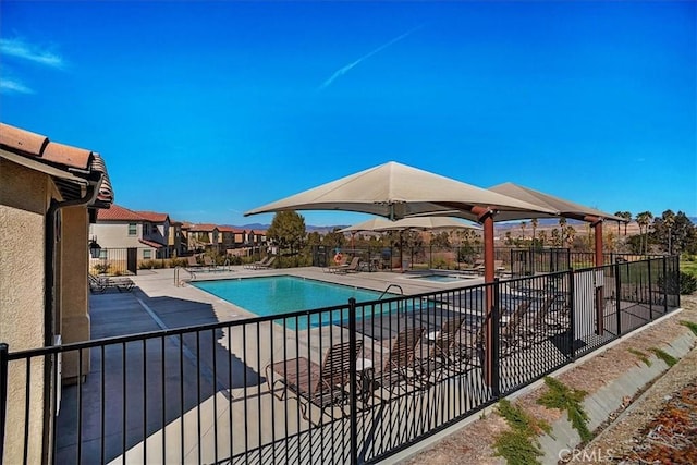 view of swimming pool with a patio area