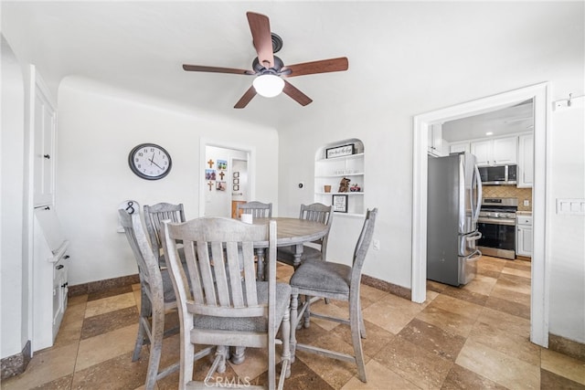 dining area featuring ceiling fan