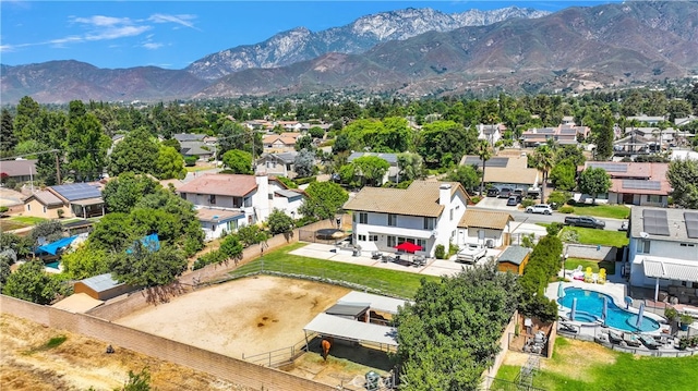 aerial view with a mountain view