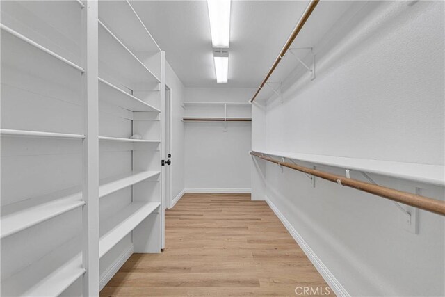 spacious closet with light hardwood / wood-style floors