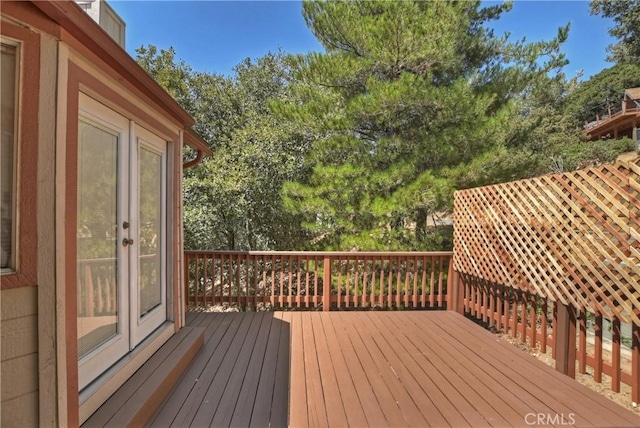 wooden deck with french doors