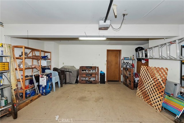 garage with a garage door opener