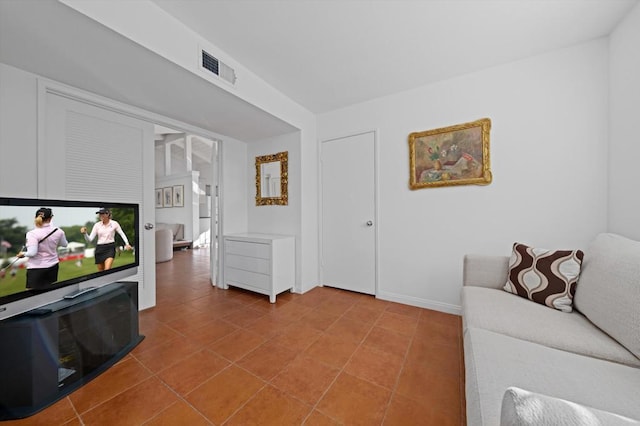 view of tiled living room