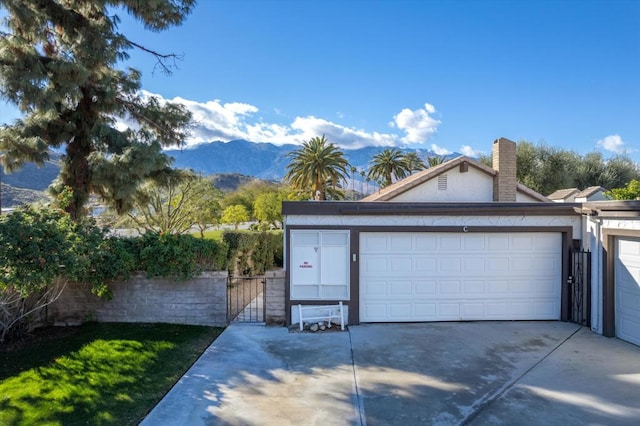 garage with a mountain view