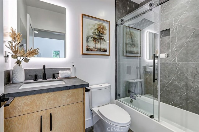 2304 Grant Ave Unit A, Redondo Beach, CA 90278 - bathroom with shower / bath combination with glass door, vanity, and toilet