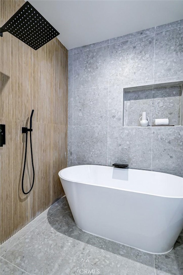 2304 Grant Ave Unit A, Redondo Beach, CA 90278 - full bathroom featuring tile walls and a freestanding bath