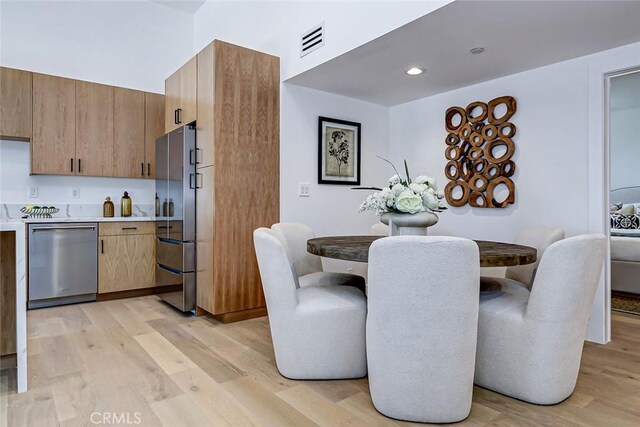 2304 Grant Ave Unit A, Redondo Beach, CA 90278 - dining area featuring light wood-style flooring and recessed lighting