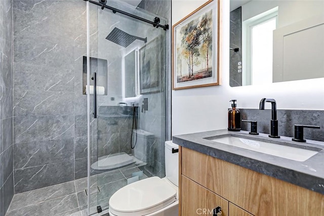 2304 Grant Ave Unit A, Redondo Beach, CA 90278 - bathroom with toilet, a shower stall, and vanity