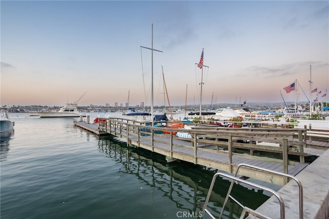 view of dock featuring a water view