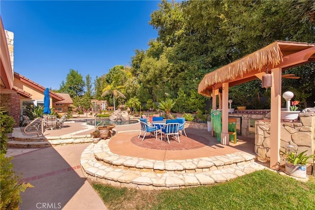 view of patio / terrace featuring a bar