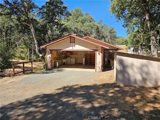 garage with wooden walls