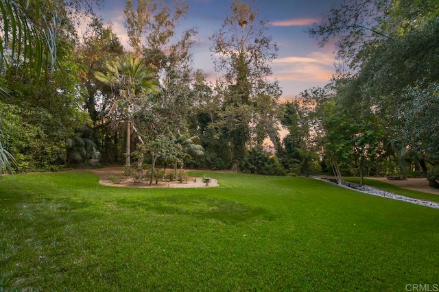 view of yard at dusk