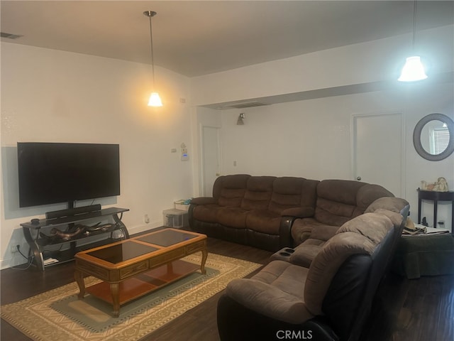 living room with hardwood / wood-style flooring