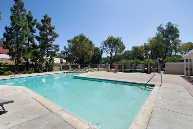 view of swimming pool with a patio