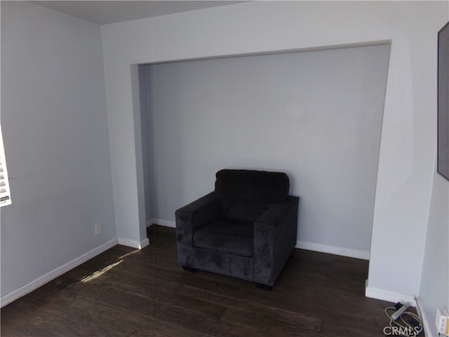 living area with dark hardwood / wood-style flooring