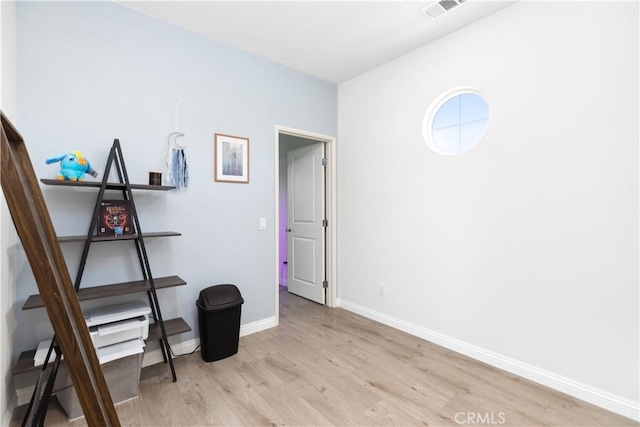 interior space with light hardwood / wood-style flooring