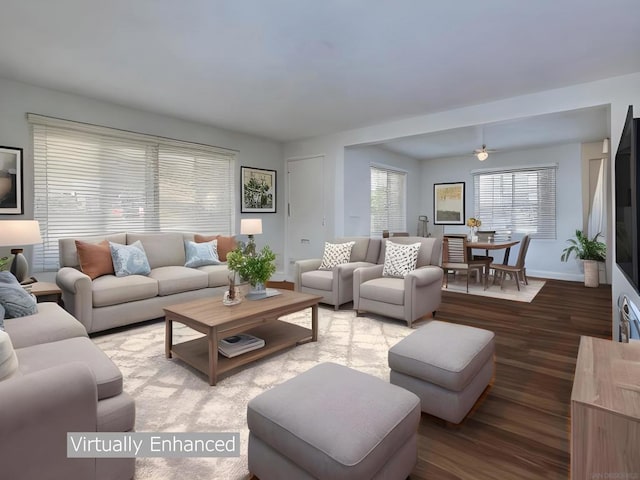 living room with hardwood / wood-style floors