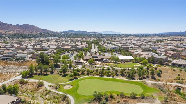 drone / aerial view with a mountain view