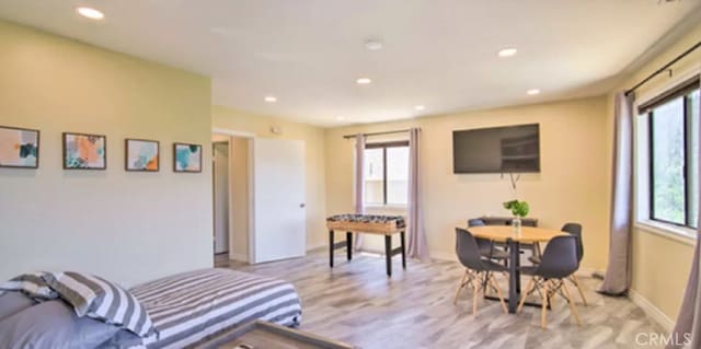 living room with light hardwood / wood-style flooring and a healthy amount of sunlight