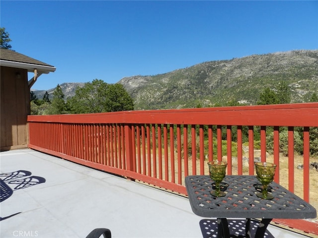 view of patio with a mountain view