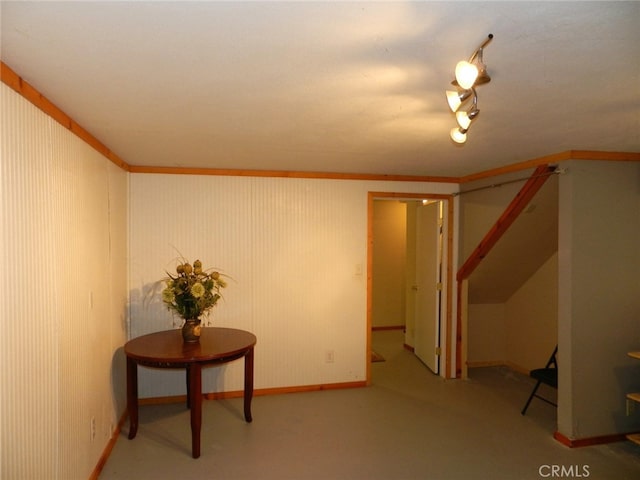 basement with crown molding