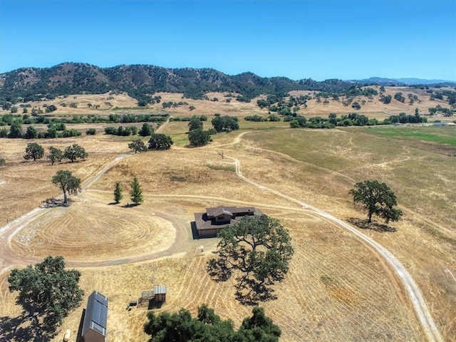 birds eye view of property with a rural view and a mountain view