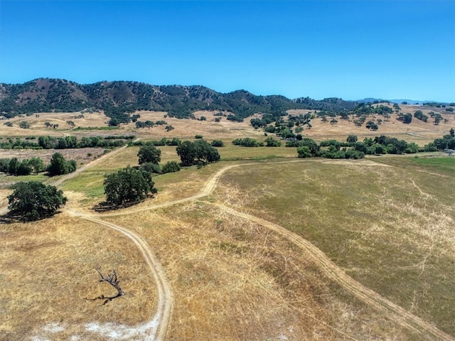 bird's eye view with a mountain view and a rural view