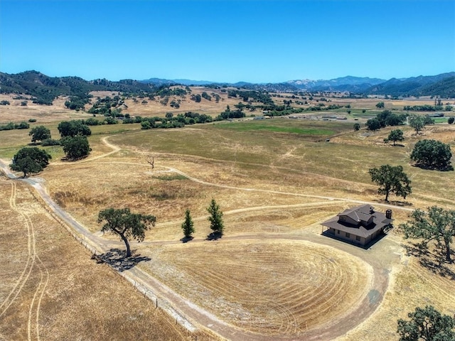 birds eye view of property with a rural view and a mountain view