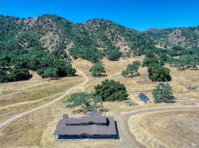 aerial view with a rural view and a mountain view