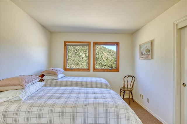 carpeted bedroom featuring baseboards