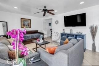 234 E Raymond St, Compton, CA 90220 - living area with a ceiling fan, tile patterned floors, and recessed lighting