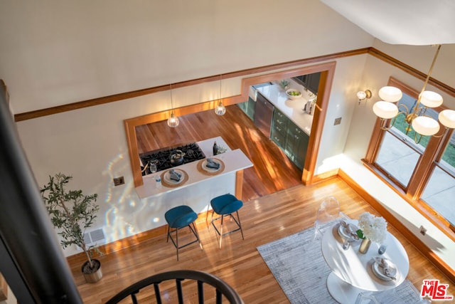 living room with hardwood / wood-style flooring