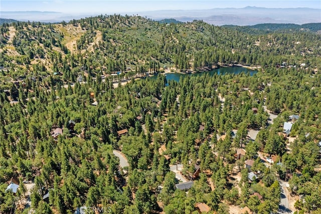 aerial view with a water and mountain view