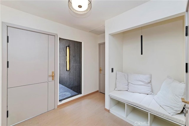 mudroom featuring light hardwood / wood-style flooring