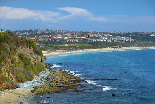 view of water feature featuring a view of the beach