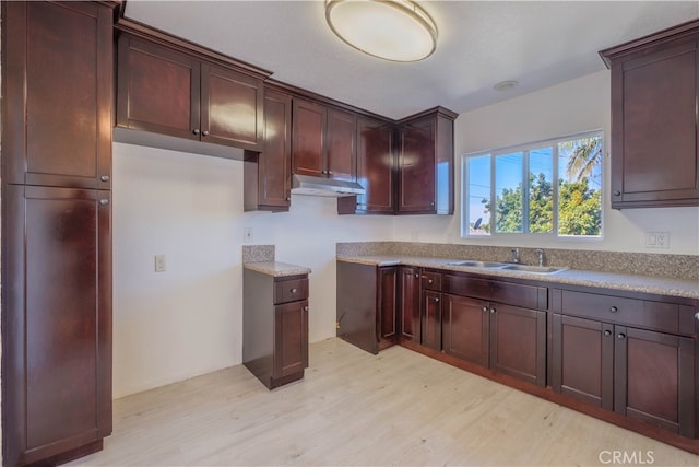 kitchen with light hardwood / wood-style flooring and sink