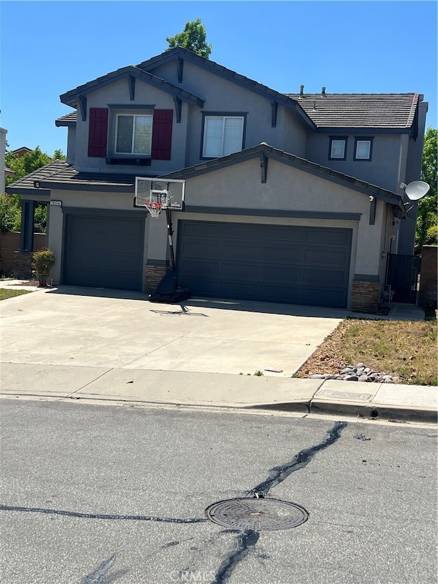 view of front property with a garage