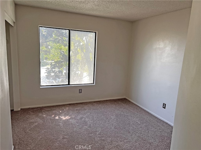 empty room featuring a textured ceiling and carpet